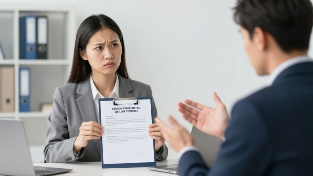 Employer denying sick leave to an employee in an office.